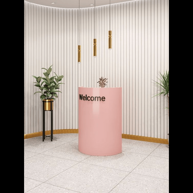 Trueliving  Pink Round Small Reception Table 30D x 100W x 155H Centimeters