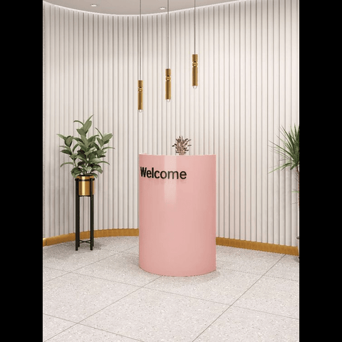 Trueliving  Pink Round Small Reception Table 30D x 100W x 155H Centimeters