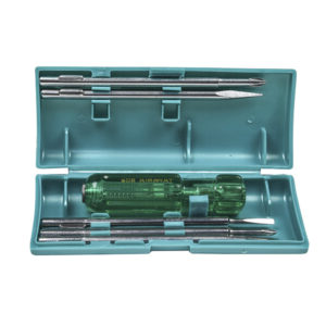 Truliving_Hand Tools & Hardware-Screwdriver & Screwdriver Set-Tools & Hardware-TAPARIA 802 Screw Driver Set with Bulb | 5 Blades | Neon Bulb (Silver/Blue)