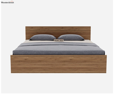 Clemency Bed With Hydraulic Storage (Queen Size, Columbian Walnut Finish)