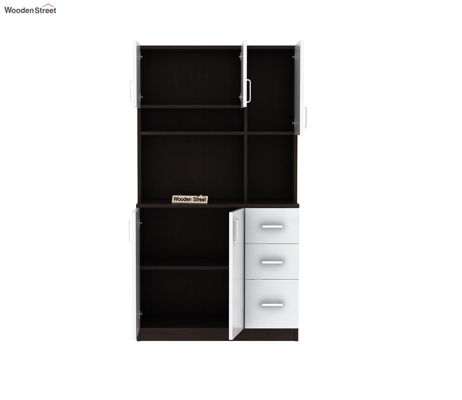 Piero Kitchen Cabinet (Flowery Wenge-Frosty White Finish)