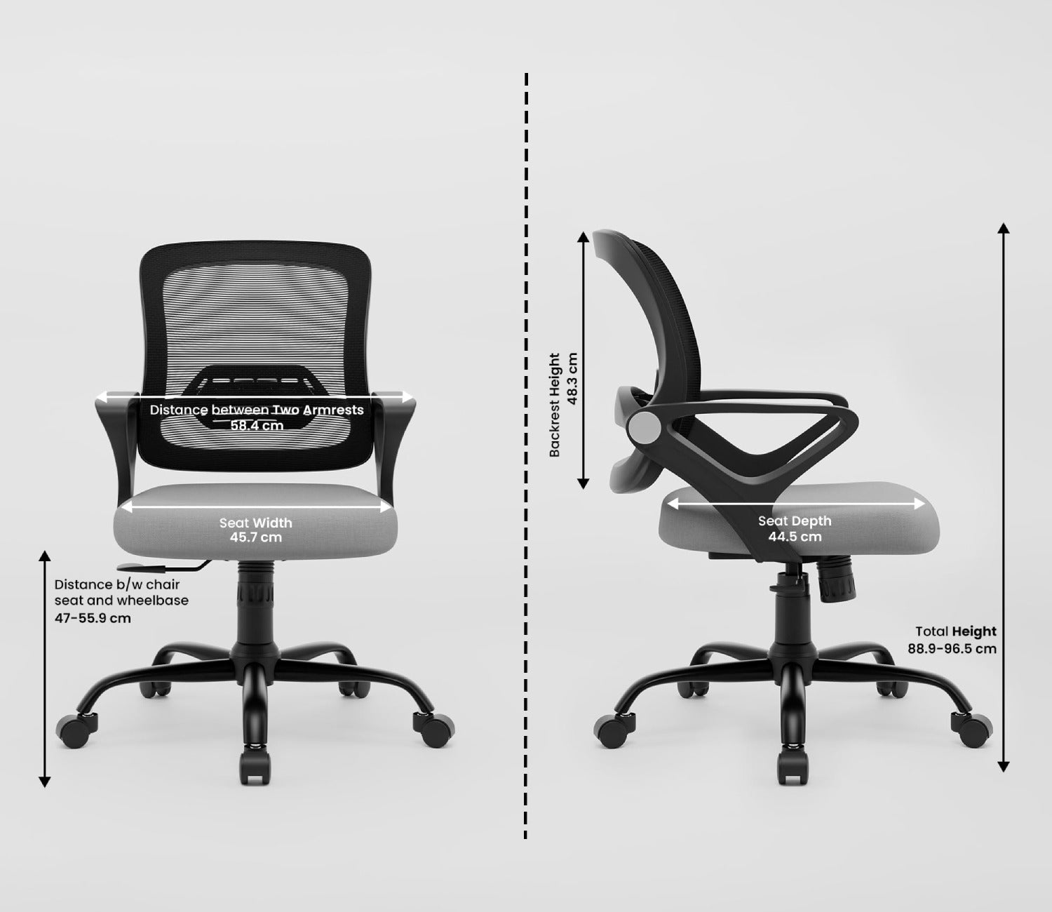 Pebble Mid Back Ergonomic Office Chair (Grey)