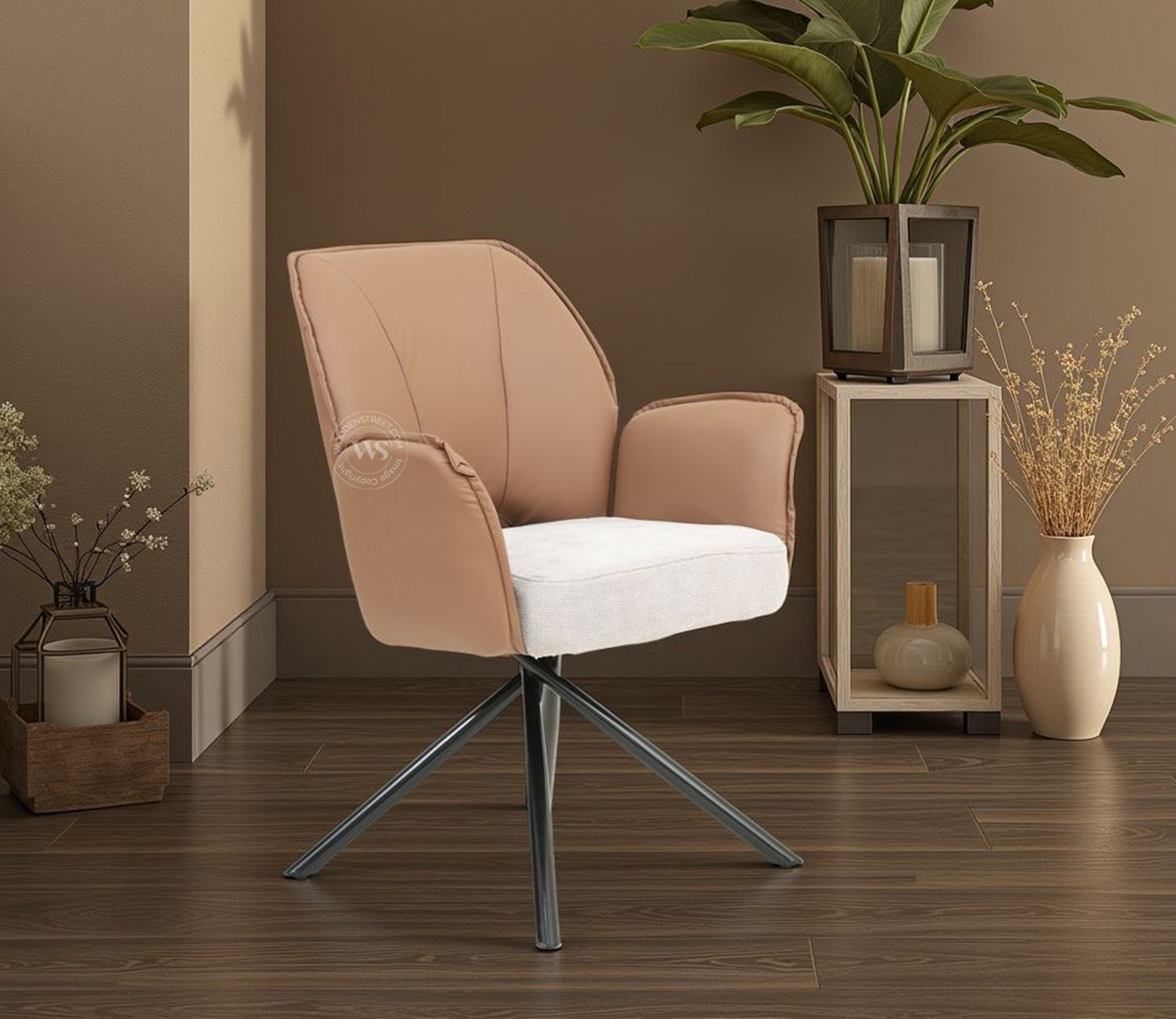 Hokku Versatile Dual-Tone Swivel Chair for Dining & Lounge (Brown)