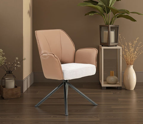 Hokku Versatile Dual-Tone Swivel Chair for Dining & Lounge (Brown)