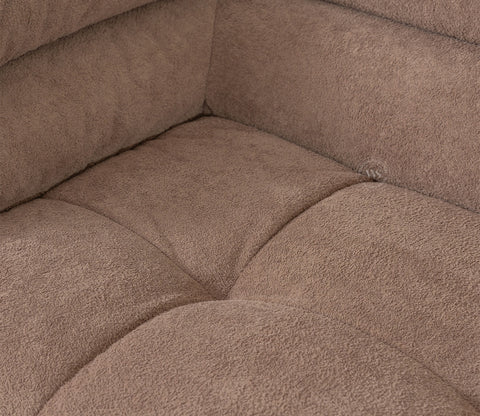 Skava Modern Bubble Tufted Fabric 3 Seater Sofa (Light Brown)