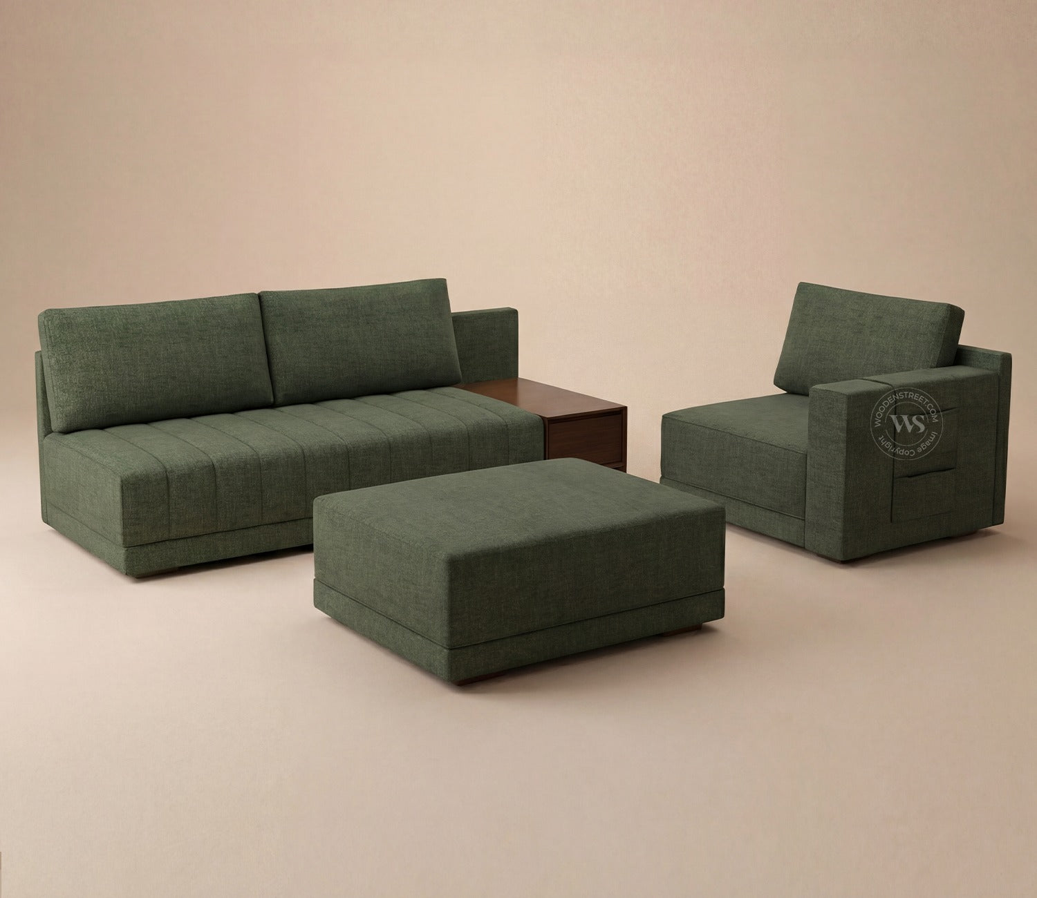 Oasis L-Shape Right Aligned Sectional Sofa (Sage Green)