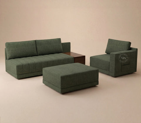 Oasis L-Shape Right Aligned Sectional Sofa (Sage Green)