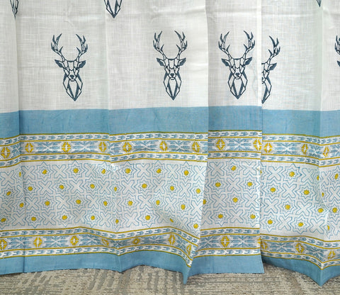 Barasingha 1 Piece Long Door Curtain (White, 9 Feet)