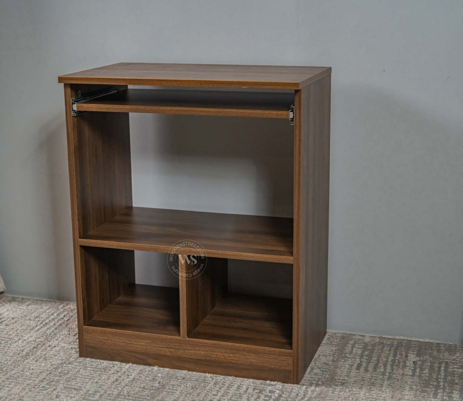 Prism Engineered Wood Study Table With Sectioned and Shelf Storage (Columbian Walnut Finish)