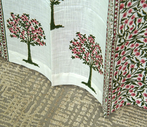 Happy Tree Jaal 1 Piece Long Door Curtain (White, 9 Feet)