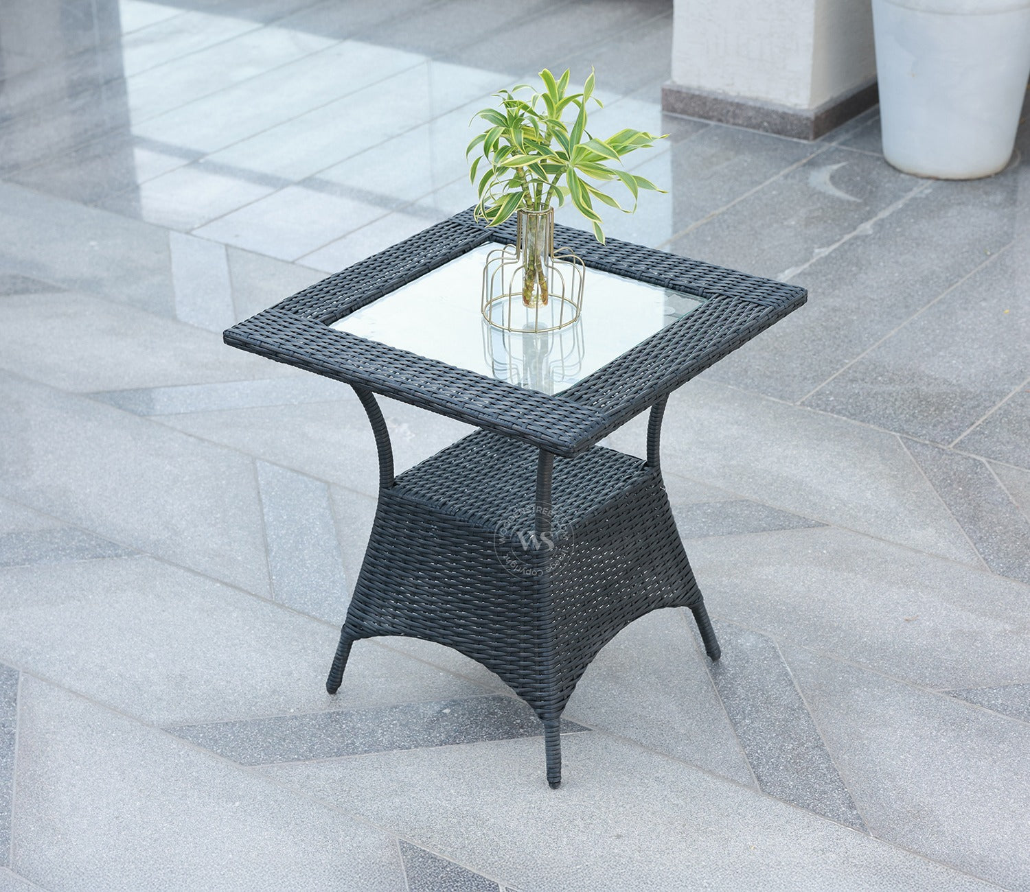 Milano Wicker Outdoor Garden Chairs -Set of 2 (Black)