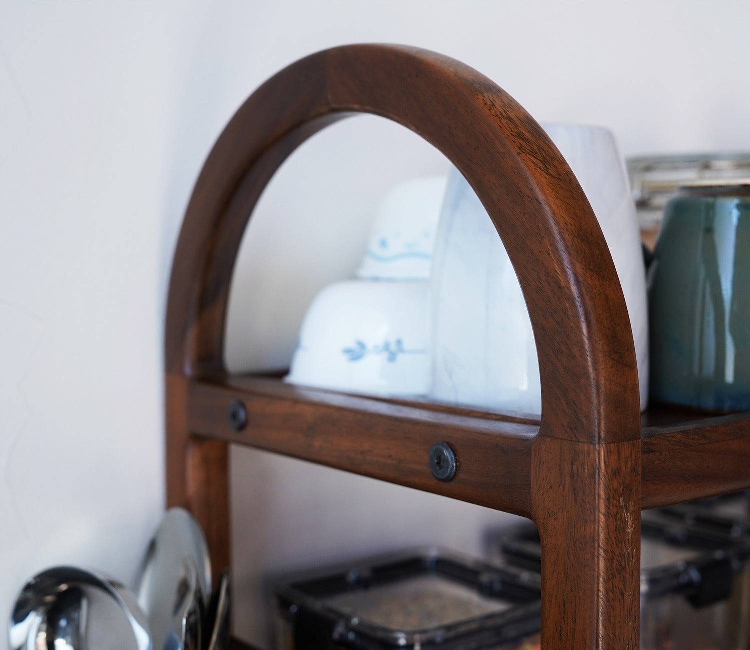 Arika Solid Wood Kitchen Rack (Teak Finish)