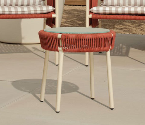 Corsica Rope Woven 2 Seater Outdoor Set with Coffee Table (Brick Red)