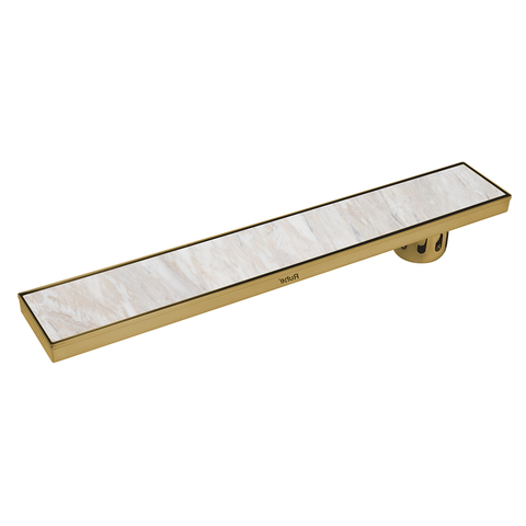 Trueliving Home Brown Tile Insert Shower Drain Channel (32 x 4 Inches) YELLOW GOLD PVD Coated