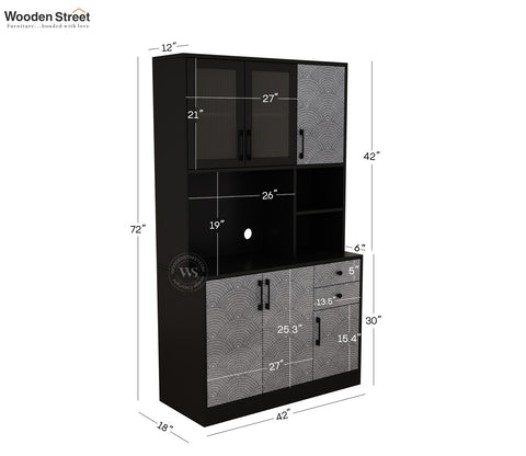 Basilic Engineered Wood Kitchen Cabinet with Textured Front & Ample Storage Space (Scallop Pattern)