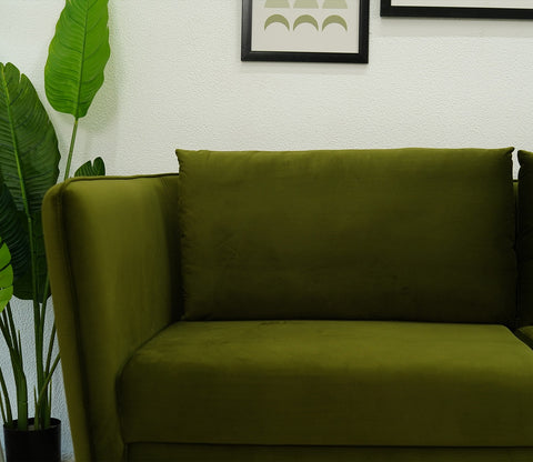 Oxford 3 Seater Fabric Sofa (Velvet, Olive Green)