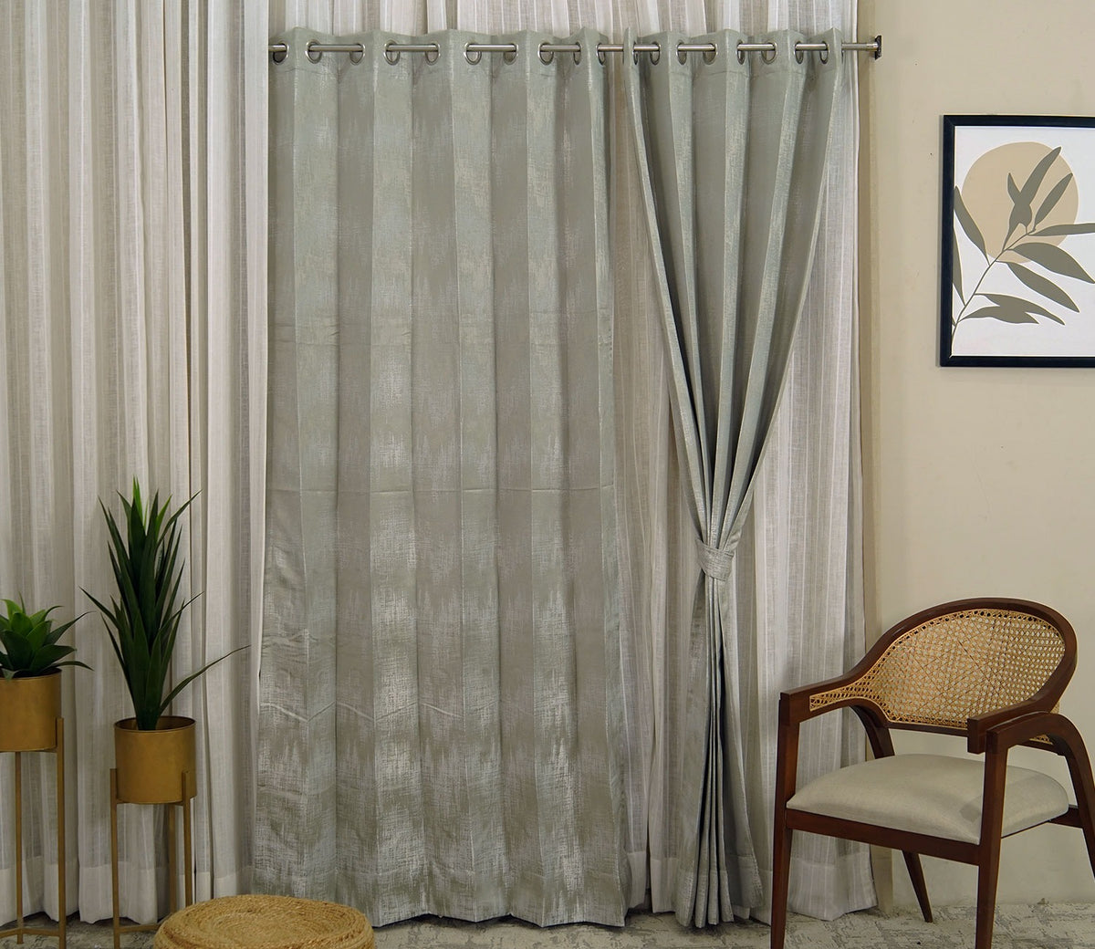 Gradient Blackout 1 Piece Curtain (Grey, 7 Feet)