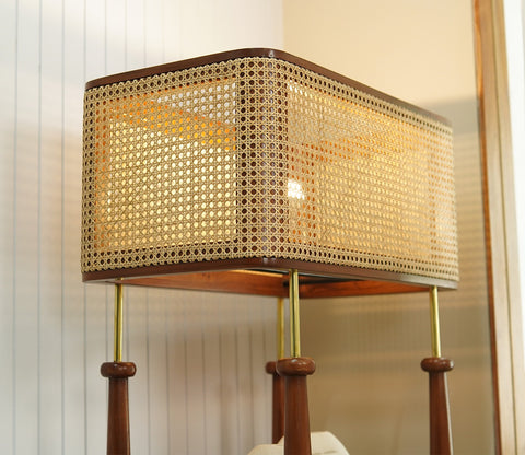 Aabha Floor Lamp With Shelves (Teak Finish)