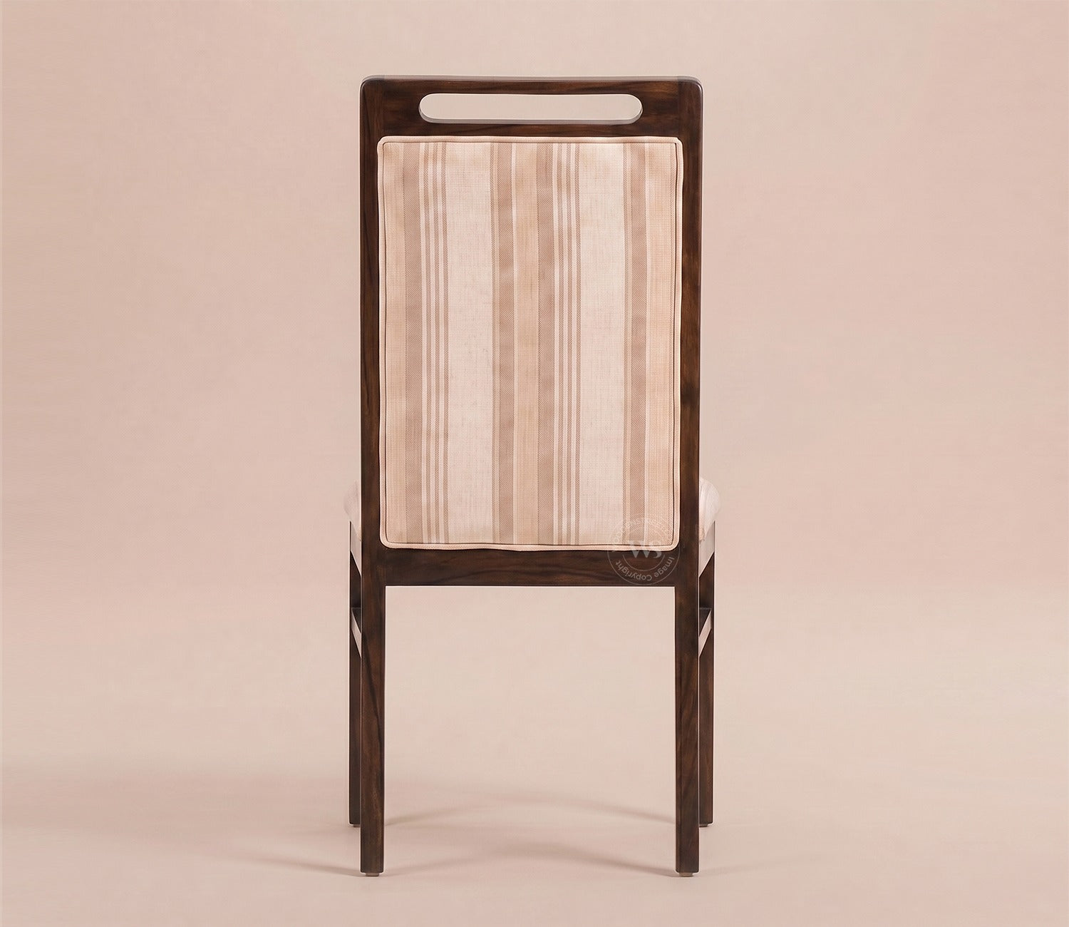 Hazel Sheesham Wood Premium Cotton Cushioned Dining Chair - Set of 2 (Cotton, Walnut Cream Stripe)