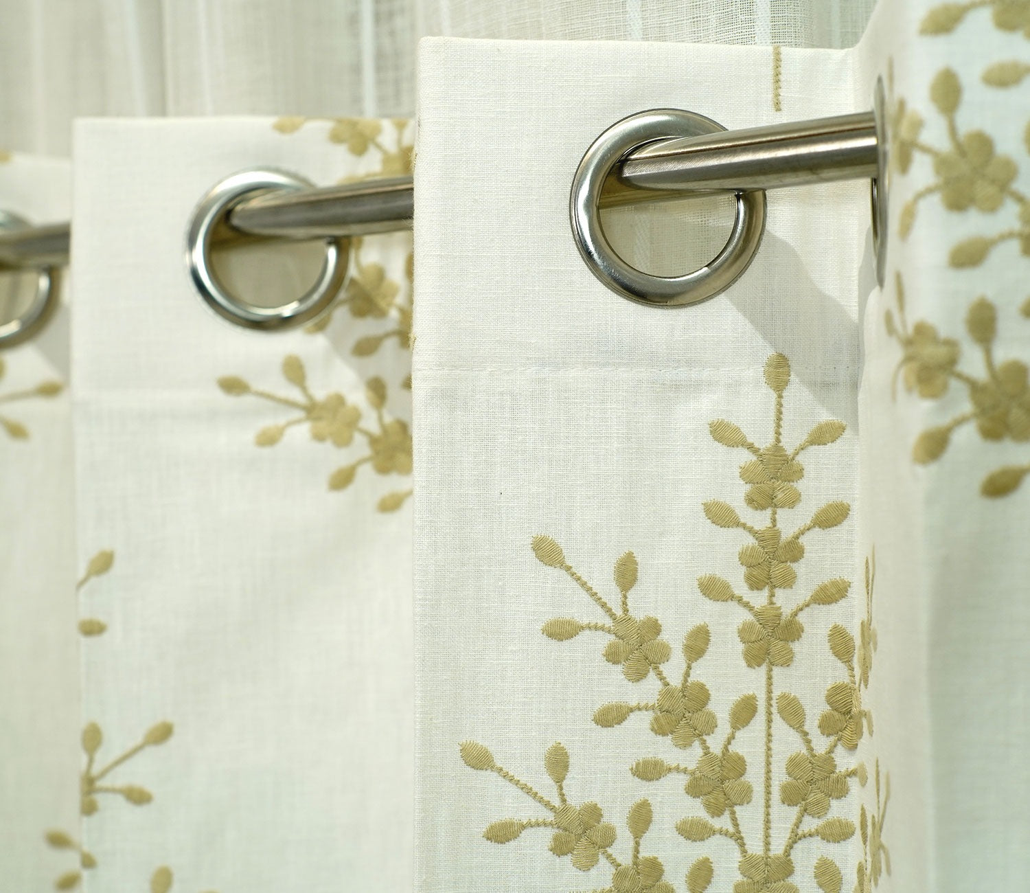 Jacquard Tree 1 Piece Sheer Curtain (Beige, 7 Feet)