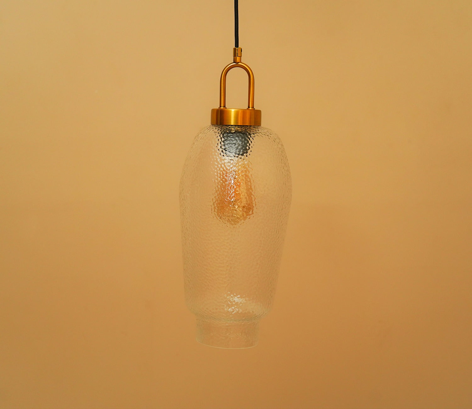Elision Textured Glass and Metal Hanging Light (Gold, L)