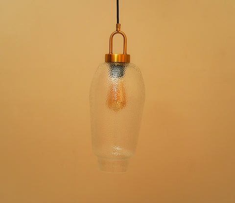 Elision Textured Glass and Metal Hanging Light (Gold, L)