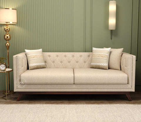 Berlin 3 Seater Sofa (Cotton, Jade Ivory)