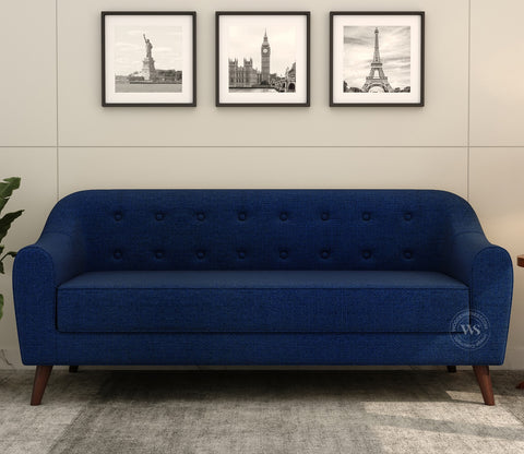 Sibert 3 Seater Fabric Sofa (Azure Blue)