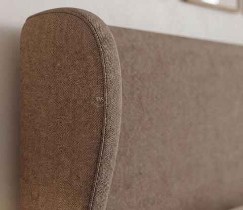 Adhiraj Luxurious Fabric Hydraulic Storage Bed with Plush Wingback Headboard (Queen Size, Sand Brown)