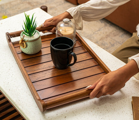 Cruiser Mango Wood Handcrafted Rectangular Serving Tray (Set of 2)