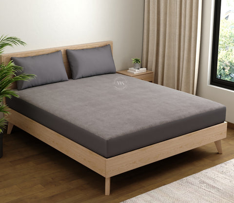 Featherix Cotton Feel Terry Ultra Soft Breathable Hypoallergenic Waterproof Mattress Protector Queen Size (Grey, 78 x 60)