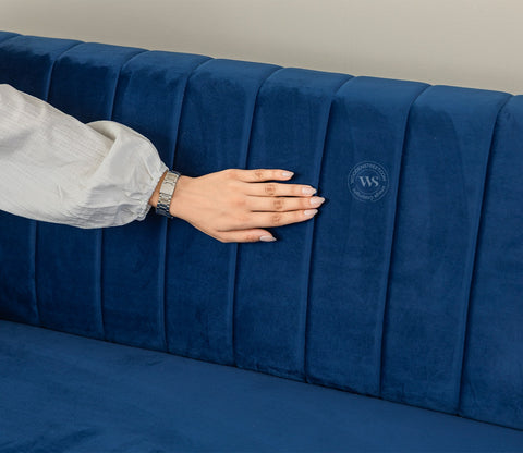 Medusa 3 Seater Fabric Sofa (Velvet, Indigo Blue)
