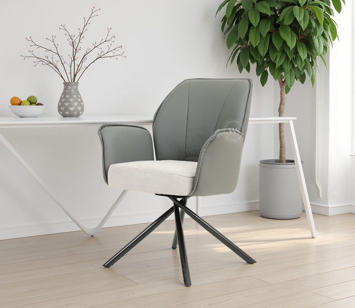 Hokku Versatile Dual-Tone Swivel Chair for Dining & Lounge (Grey)
