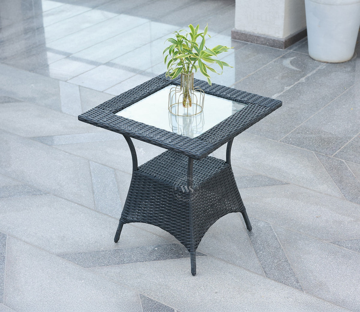 Vatican Wicker Outdoor Garden Table Small (Black)