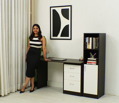 Calisto Engineered Wood Study Table (Flowery Wenge Frosty White)