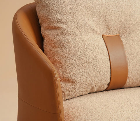 Velora Premium Lounge Chair With Leatherette Backrest & Plush Fabric Seating (Dual Tone)