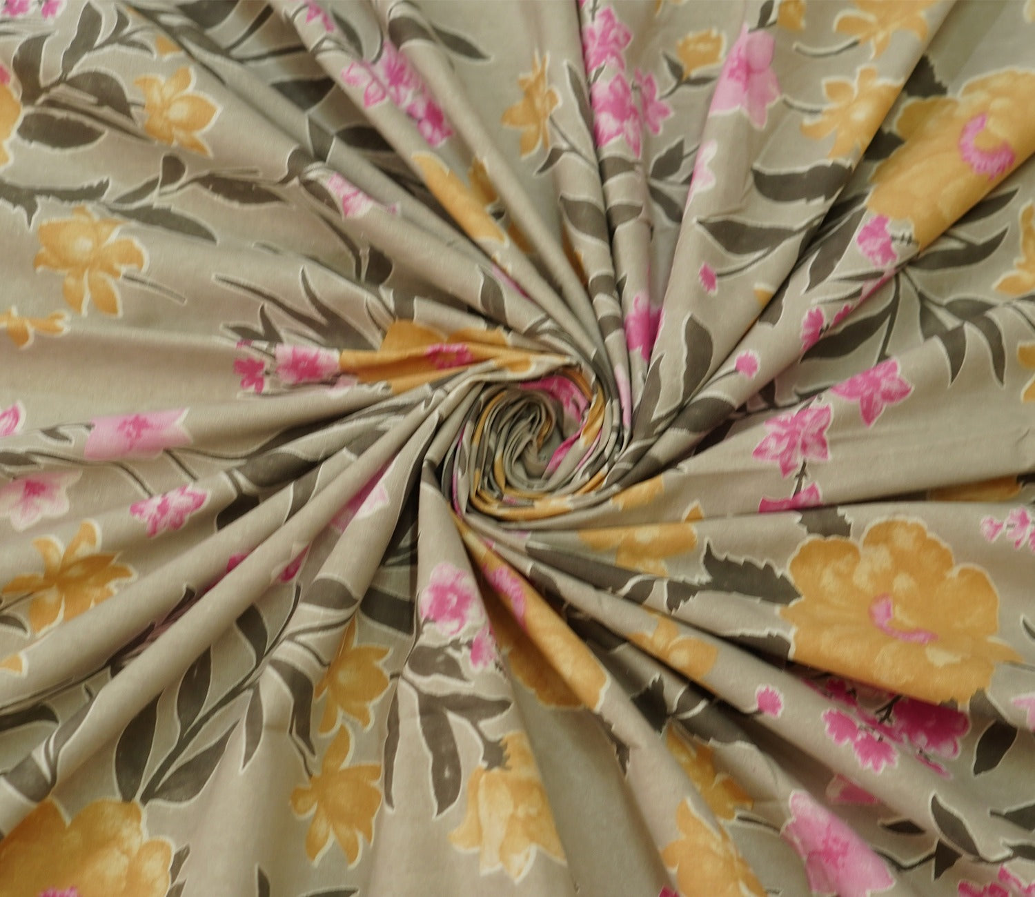 120 TC Floral Screen Print Cotton Double Bed Sheet King Size with Pillow Cover (Yellow and Pink)