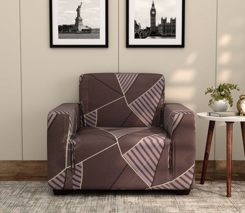 Cason Modern Abstract Printed Polyester Spandex 1 Seater Sofa Cover (Grey)