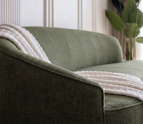 Osbert 3 Seater Curved Sofa (Cotton, Sage Green)