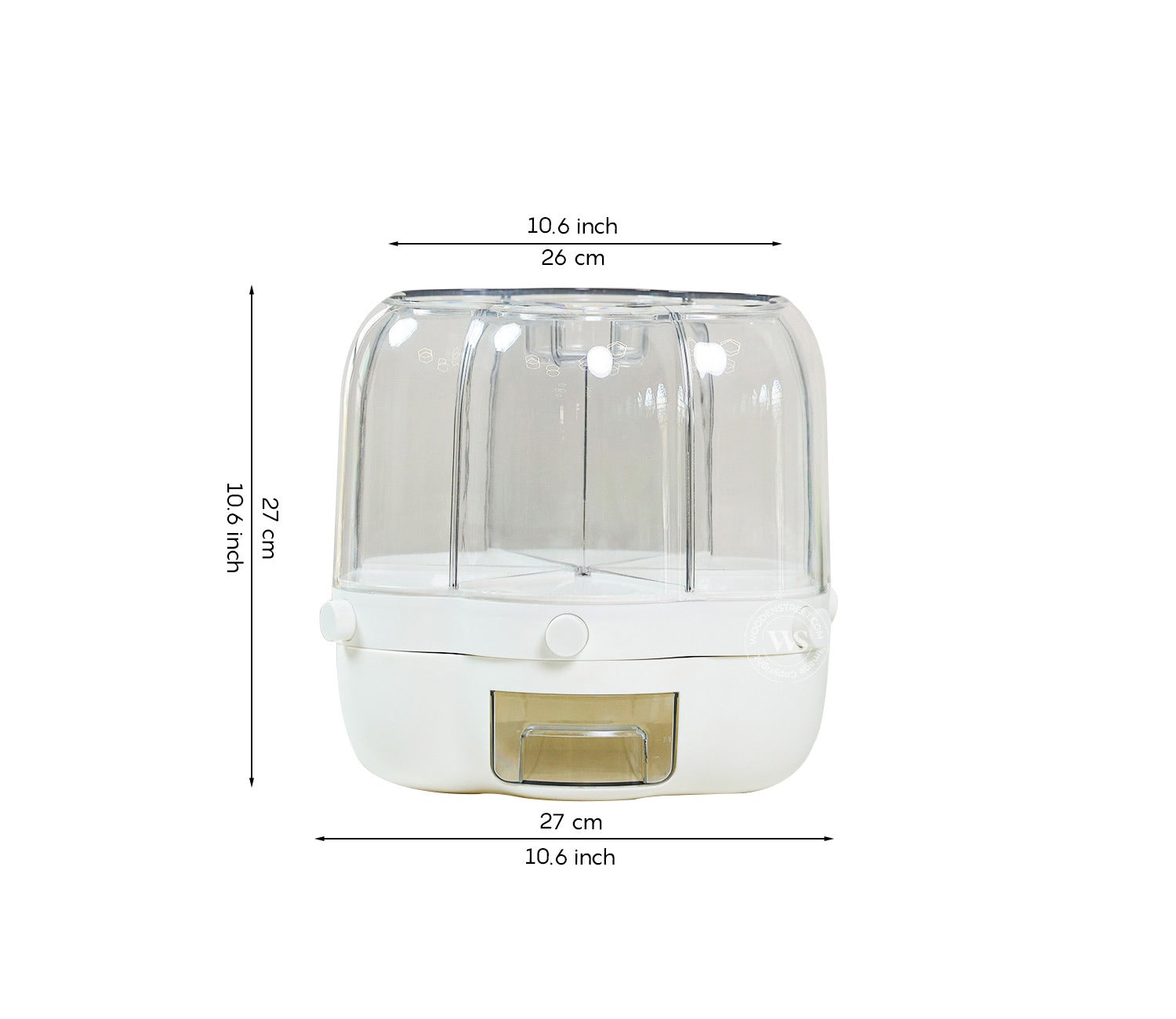 Grainery 6- Compartment All-In-One Rotating Grain Dispenser (White, Small)