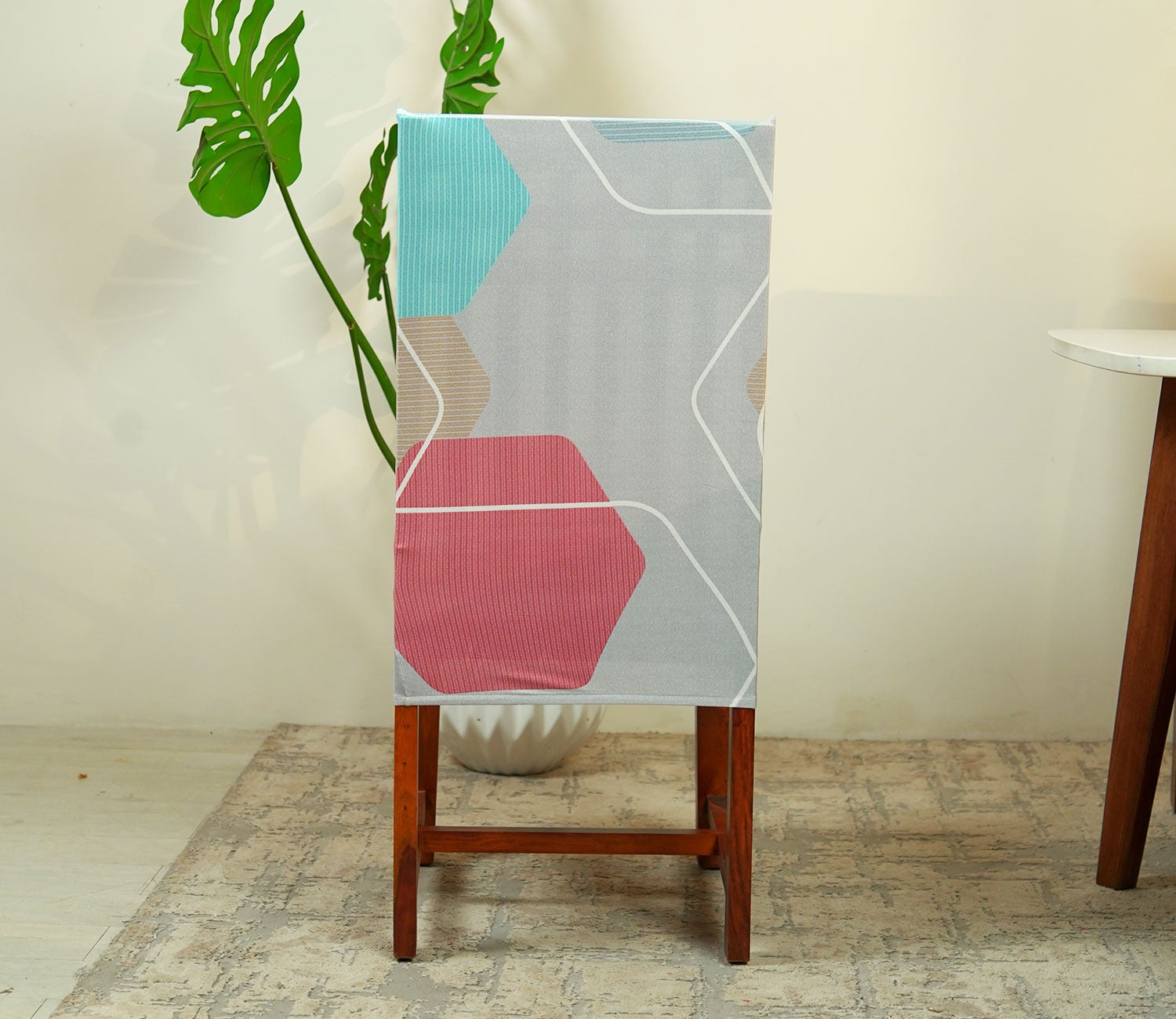 Agnus Modern Abstract Printed Polyester Spandex 4 Piece Chair Cover (Multi Colour)
