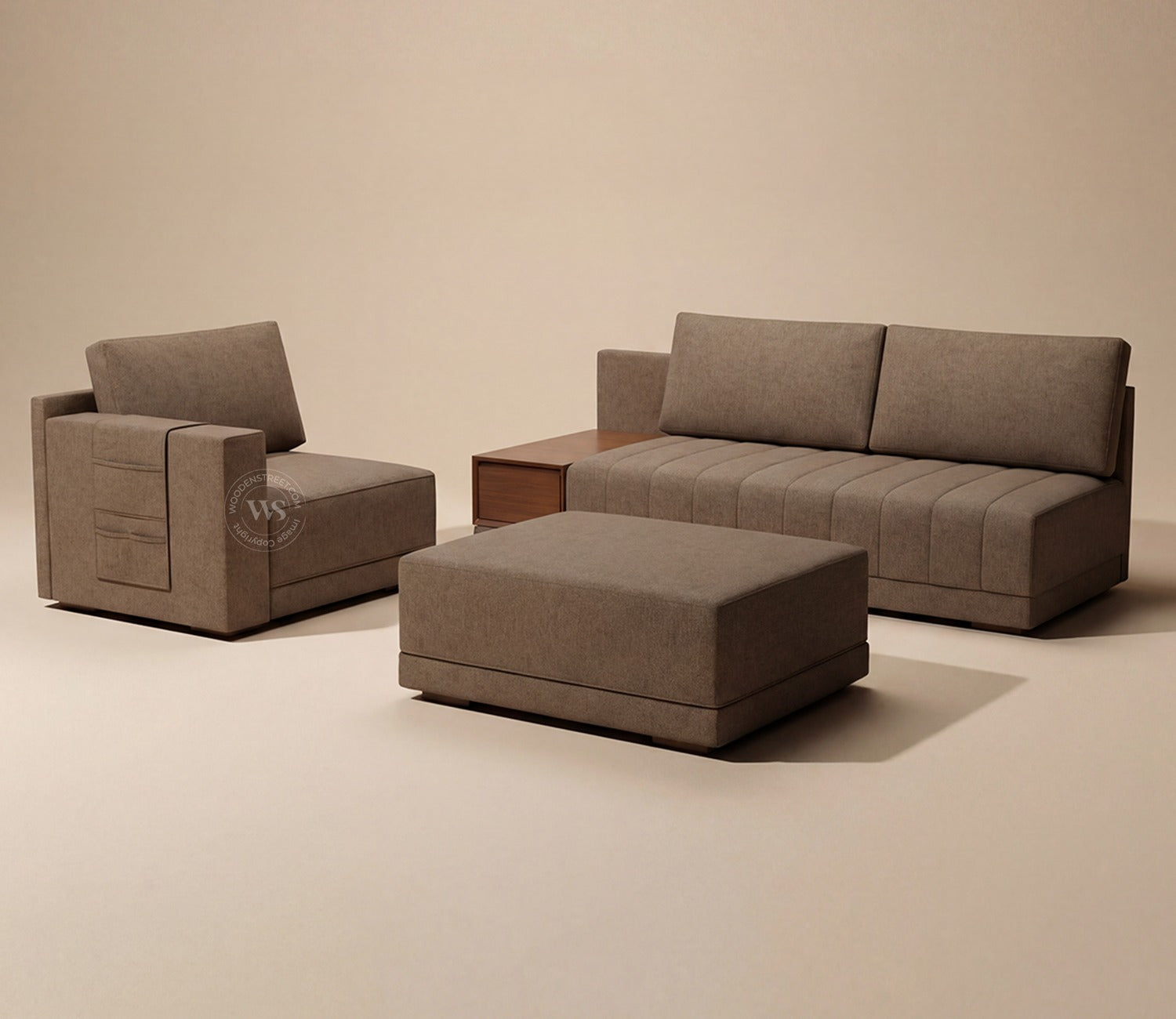 Oasis L-Shape Left Aligned Sectional Sofa (Sand Brown)