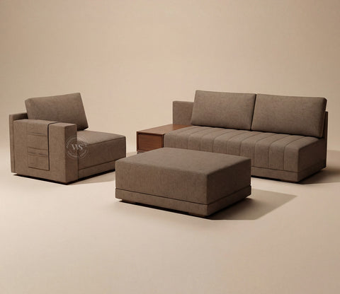 Oasis L-Shape Left Aligned Sectional Sofa (Sand Brown)