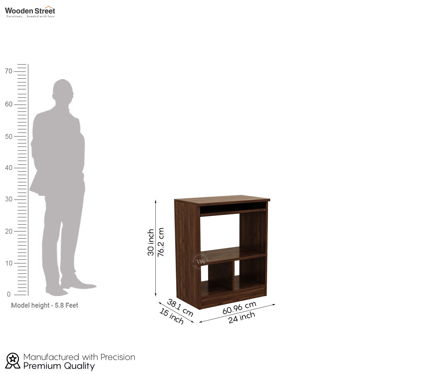 Prism Engineered Wood Study Table With Sectioned and Shelf Storage (Columbian Walnut Finish)