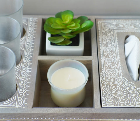 Ira Traditional Designer Hand Painted Wooden MultiStorage Tray