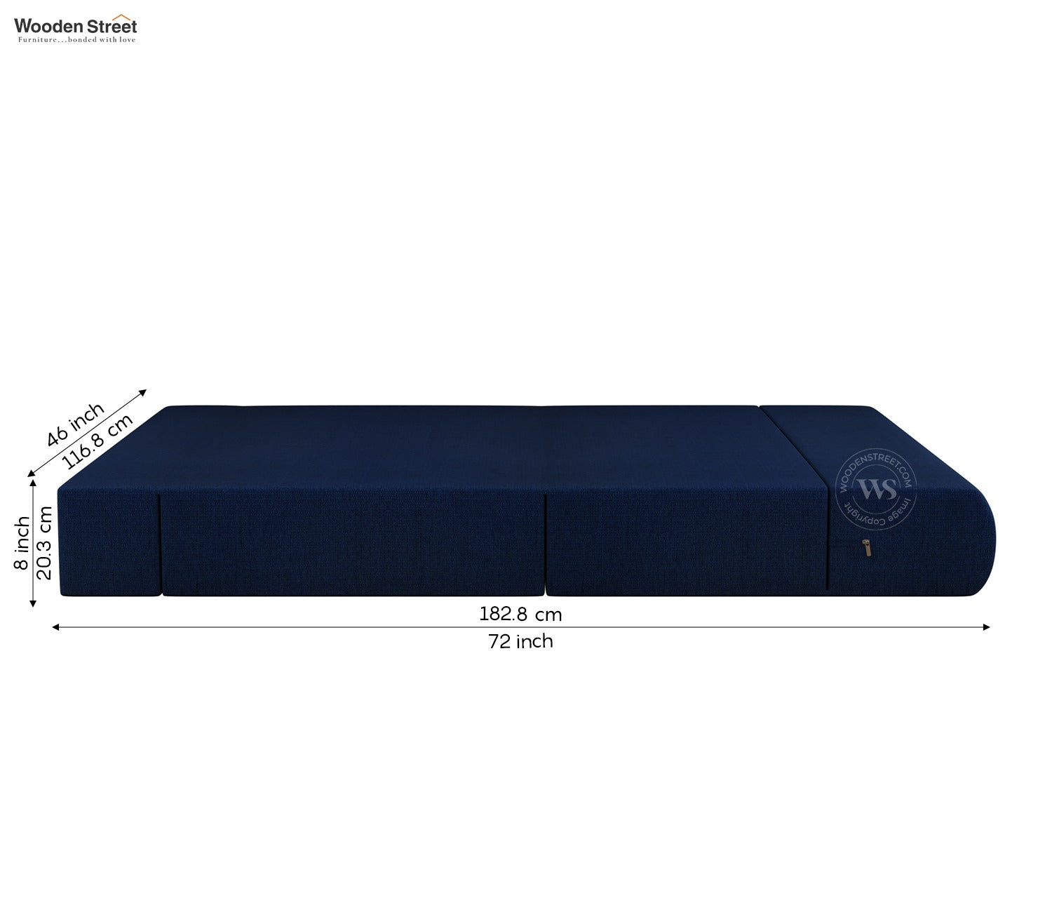 Voltz Fabric Sofa Cum Bed (72 x 46 Inch, Azure Blue)