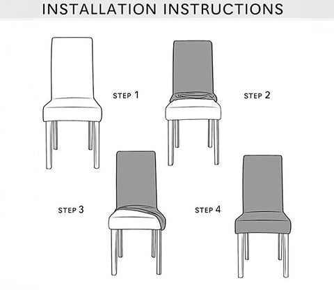 Looma Printed Polyester Spandex Chair Cover - Set of 6 (Indigo Blue)