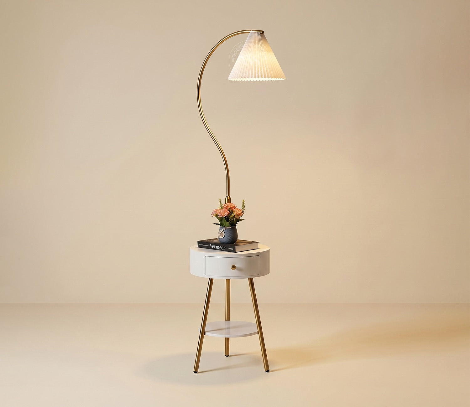 Kingsley Shelf Golden Floor Lamp
