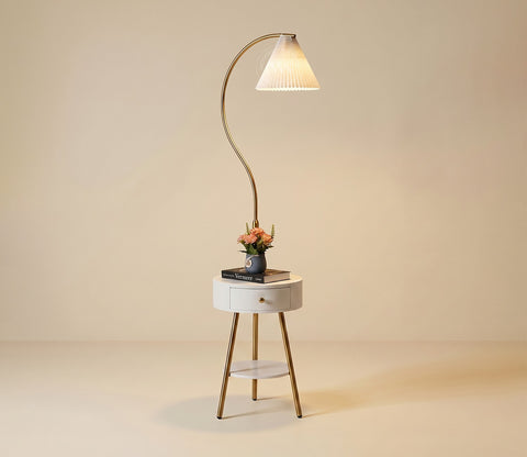 Kingsley Shelf Golden Floor Lamp