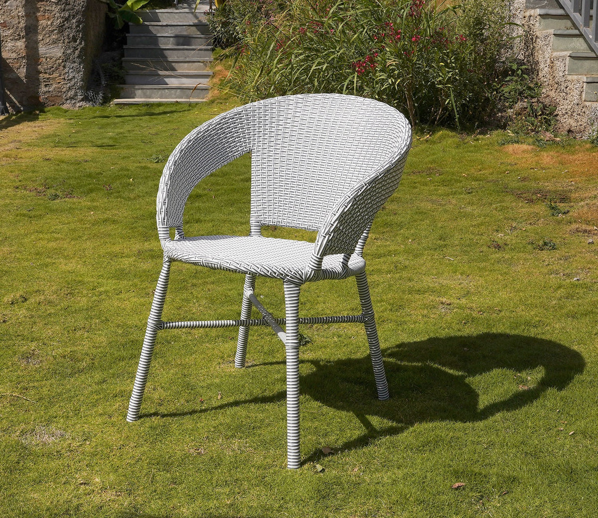 Sienna Wicker Outdoor Garden Chair (White and Black, Dual Tone)